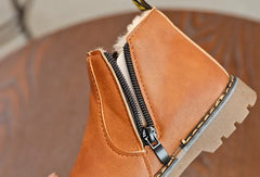 Kids Warm Plush Chelsea Boots – Autumn/Winter Fashion Ankle Boots with Zipper