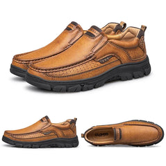 LETCOMFIT Men’s Slip-On Leather Loafers – Anti-Skid All-Season Shoes