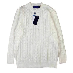 Women’s Autumn Knitted Sweater – Oversized Round Neck Pullover with Embroidered Logo