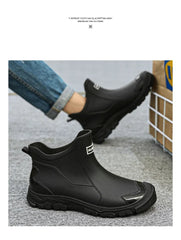 Men’s Waterproof Warm Rubber Rain Boots – Anti-Slip Fishing & Work Shoes