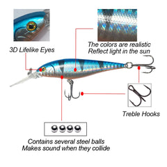 10-Pcs Minnow Hard Fishing Lures