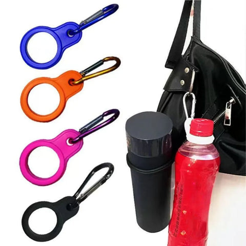Outdoor Water Bottle Holder with Rubber Buckle & Carabiner Clip