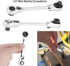 Mini Double-Ended Ratchet Wrench – 1/4" 72-Tooth Quick Socket Tool