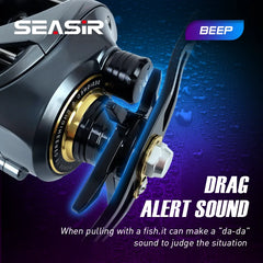 SEASIR Cast-X 7.3:1 Baitcasting Reel – Aluminum Double Spool, Carbon Grip, BFS Micro Fishing Reel