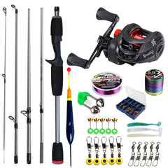 Sougayilang Baitcasting Fishing Rod & Reel Combo Kit – 5-Section Rod with Aluminum Spool Reel for Freshwater Bass Fishing
