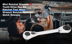 Mini Double-Ended 1/4" Ratchet Wrench – 72-Tooth Quick Socket Tool