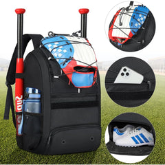 Large Capacity Baseball & Softball Bat Backpack with Shoe Compartment