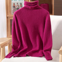 Women’s Mink Cashmere Pullover Sweater – High Collar