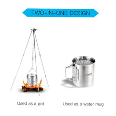 LIXADA 750ml Stainless Steel Camping Mug with Lid & Foldable Handle