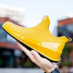 Men’s Waterproof Low-Top Rain Boots – Slip-On Anti-Slip Fishing & Kitchen Shoes