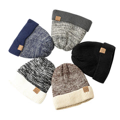 Unisex Two-Tone Fur-Lined Winter Beanie – Warm Knitted Fashion Hat