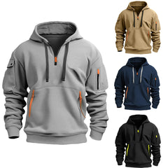 2025 Multi-Pocket Fleece Hoodie – Unisex Casual Pullover Sweatshirt
