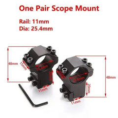 2PCS Scope Mount Rings — 25.4/30mm for 11mm & 20mm Dovetail/Picatinny + Flashlight Mount