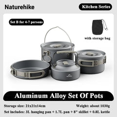 Naturehike Camping Cookware Set – Aluminum Alloy Pot Set for 4–7 People
