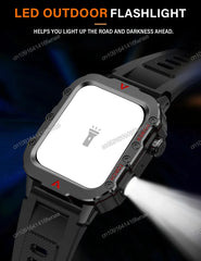 2025 Military Smartwatch 1.73″ – Outdoor Sports Watch with Flashlight