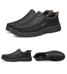 LETCOMFIT Men’s Slip-On Leather Loafers – Anti-Skid All-Season Shoes