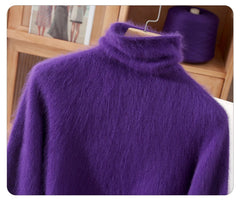 Women’s Mink Cashmere Pullover Sweater – High Collar