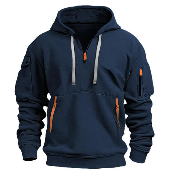 2025 Multi-Pocket Fleece Hoodie – Unisex Casual Pullover Sweatshirt