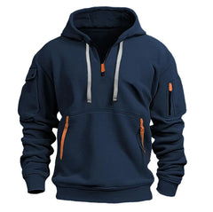 2025 Multi-Pocket Fleece Hoodie – Unisex Casual Pullover Sweatshirt