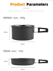 2–3 Person Camping Cookware Set – Folding Pot & Kettle Combination Outdoor Cooking Kit