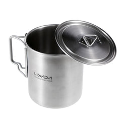 LIXADA 750ml Stainless Steel Camping Mug with Lid & Foldable Handle