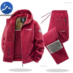 Maxbarley Men’s Winter Fleece Sportswear Set – Warm Retro Jacket & Pants Tracksuit