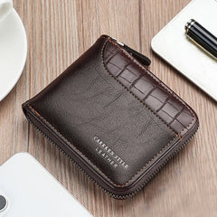 Luxury Men’s Leather RFID Wallet with Zipper & Coin Pocket