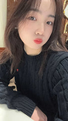 Women’s Autumn Knitted Sweater – Oversized Round Neck Pullover with Embroidered Logo