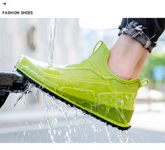 Men’s Waterproof Low-Top Rain Boots – Slip-On Anti-Slip Fishing & Kitchen Shoes