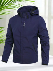 Men’s Waterproof Softshell Windbreaker – Lightweight Jacket with Removable Hood
