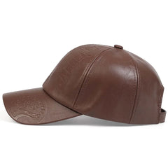 Men’s Vintage Leather Baseball Cap – Retro Cowhide Military Hat