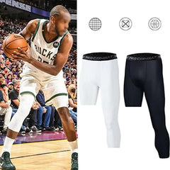 Men’s One-Leg Basketball Compression Tights – Athletic Base Layer Pants