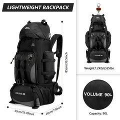 90L Waterproof Hiking Backpack – Large Capacity Camping & Trekking Rucksack for Men