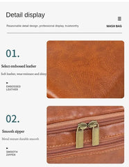 Leather Travel Toiletry Bag – Hanging Dopp Kit for Men & Women
