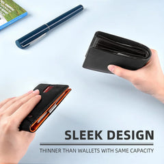 Men’s Slim RFID Leather Wallet – Carbon Fiber Card Holder