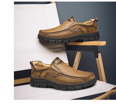 LETCOMFIT Men’s Slip-On Leather Loafers – Anti-Skid All-Season Shoes