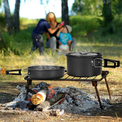 2–3 Person Camping Cookware Set – Folding Pot & Kettle Combination Outdoor Cooking Kit