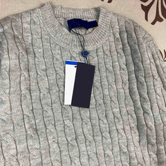 Women’s Autumn Knitted Sweater – Oversized Round Neck Pullover with Embroidered Logo