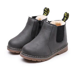Kids Warm Plush Chelsea Boots – Autumn/Winter Fashion Ankle Boots with Zipper