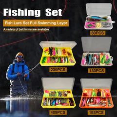 Multi-Lure Fishing Kit with Tackle Box – 83 to 409pcs