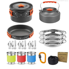2–3 Person Camping Cookware Set – Folding Pot & Kettle Combination Outdoor Cooking Kit