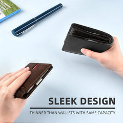 Men’s Slim RFID Leather Wallet – Carbon Fiber Card Holder