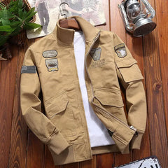 Men’s Outdoor Vintage Cargo Jacket – Embroidered Cotton Windbreaker 2024