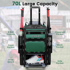 Multifunctional Outdoor Sports Trolley Baseball Bag – Large Capacity, Waterproof