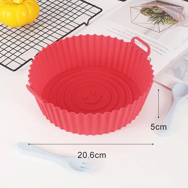 Reusable Silicone Air Fryer Pan Liner – Non-Stick Baking Tray for Pizza, Chicken & Oven Cooking