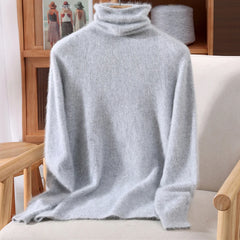 Women’s Mink Cashmere Pullover Sweater – High Collar