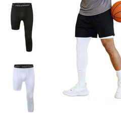 Men’s One-Leg Basketball Compression Tights – Athletic Base Layer Pants