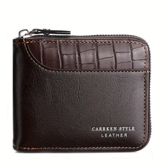 Luxury Men’s Leather RFID Wallet with Zipper & Coin Pocket