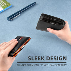 Men’s Slim RFID Leather Wallet – Carbon Fiber Card Holder