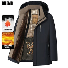 Luxury Camel Fleece Men’s Parka – Heavy Plush Winter Windbreaker